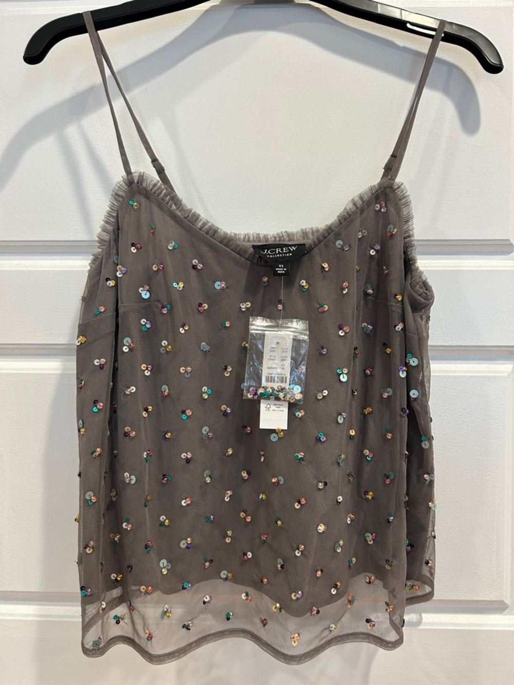 J. Crew Collection Gwyneth Sequin-Embellished Spaghetti-Strap Camisole - NWT